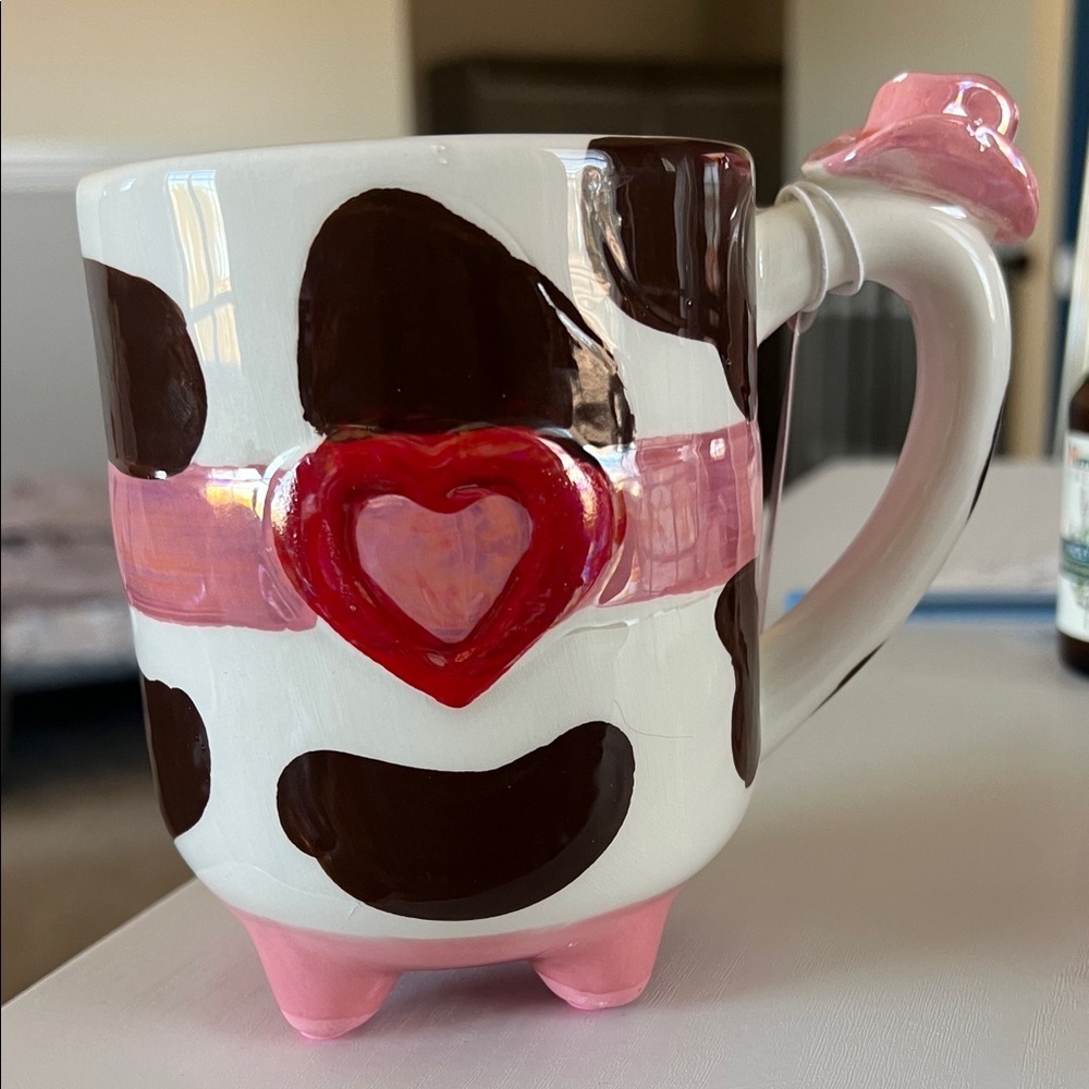 NEW COW PRINT COWGIRL HEART TEA CHOCOLATE KITCHEN MUG coffee cup - Picture 11 of 11